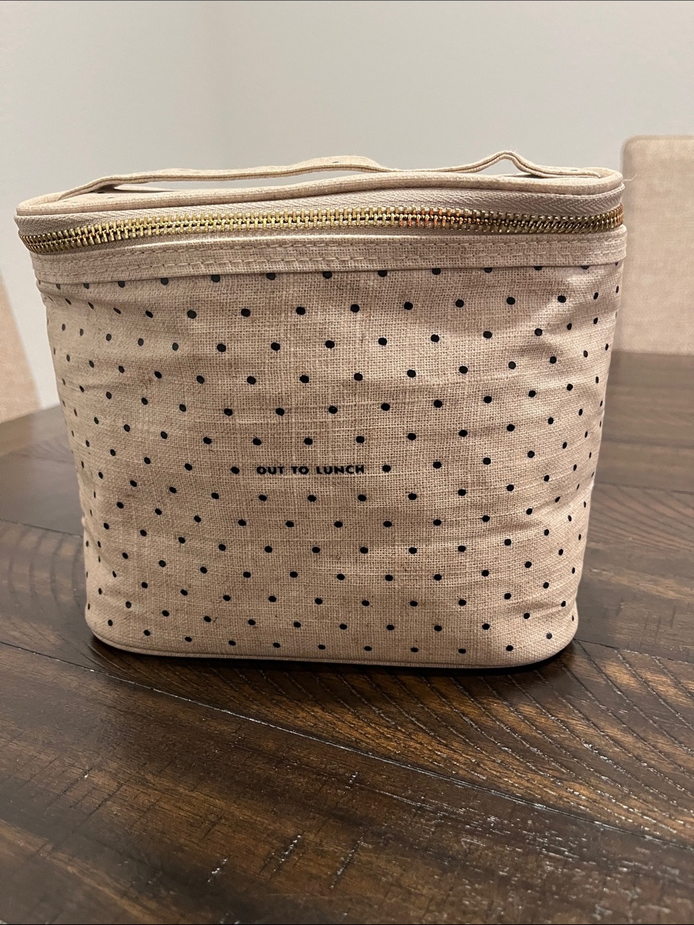 kate spade Cream and Black Polka Dot Insulated Lunch Bag